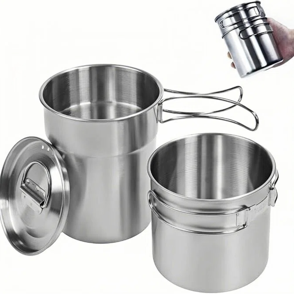 Camping Cooking Pot Set - Canecas Dobráveis para Camping, Panela de