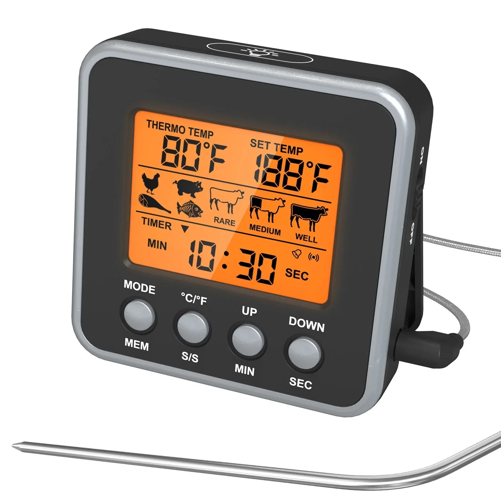 Meat Thermometer Camp - Termômetro digital lcd para carne, termômetro