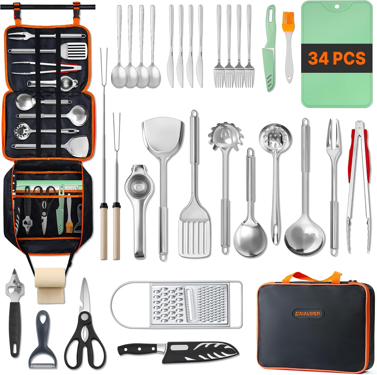 Camping Cooking Essentials Kit - Conjunto de Utensílios de Cozinha para