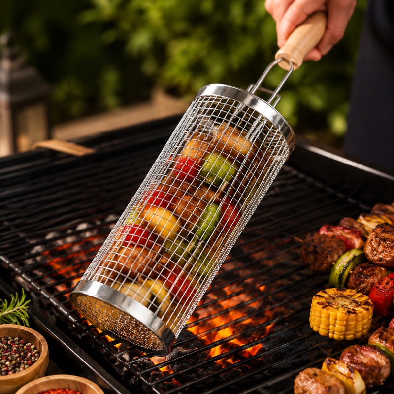 Camping Cooking Device - Conjunto de Cestas Redondas para Churrasco