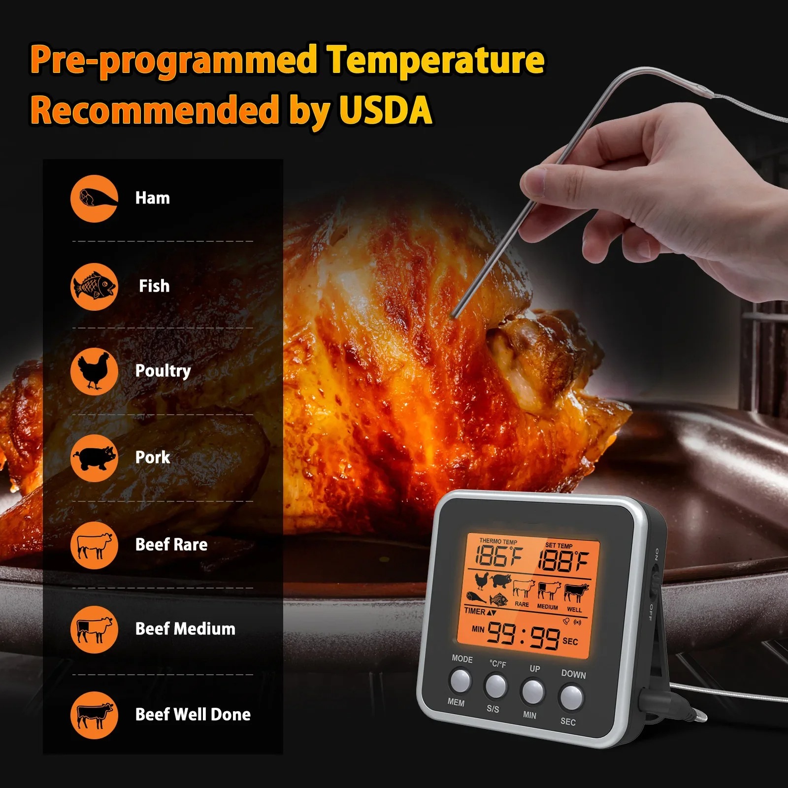Termômetro digital lcd para ca - Meat Thermometer Camp avaliação e preço