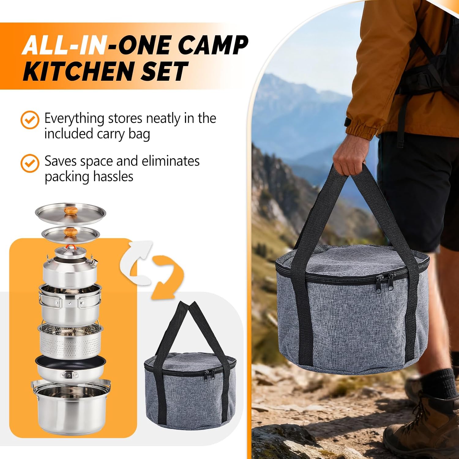Conjunto de Utensílios de Cozi - Camping Cooking Pot Set avaliação e preço