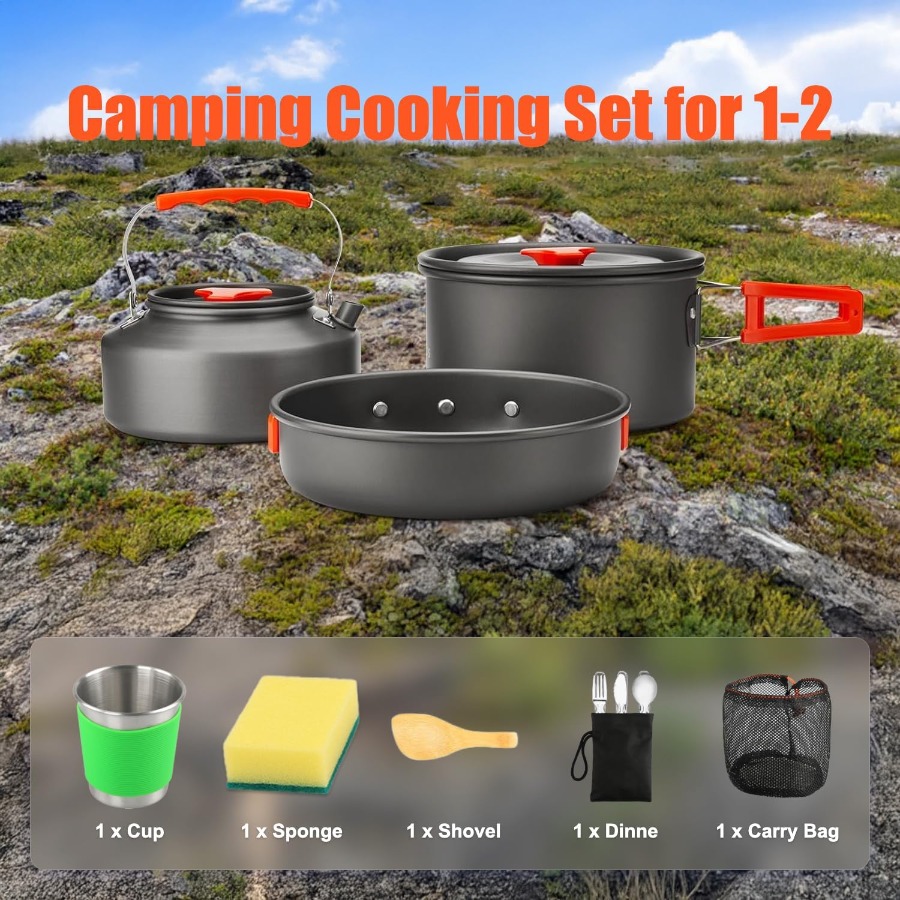 Conjunto de Utensílios de Cozi - Camping Cooking Pot Set avaliação e preço