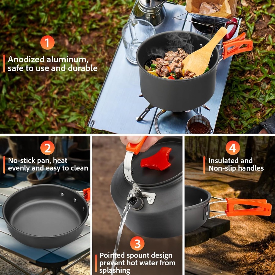 Conjunto de Utensílios de Cozi - Camping Cooking Pot Set avaliação e preço