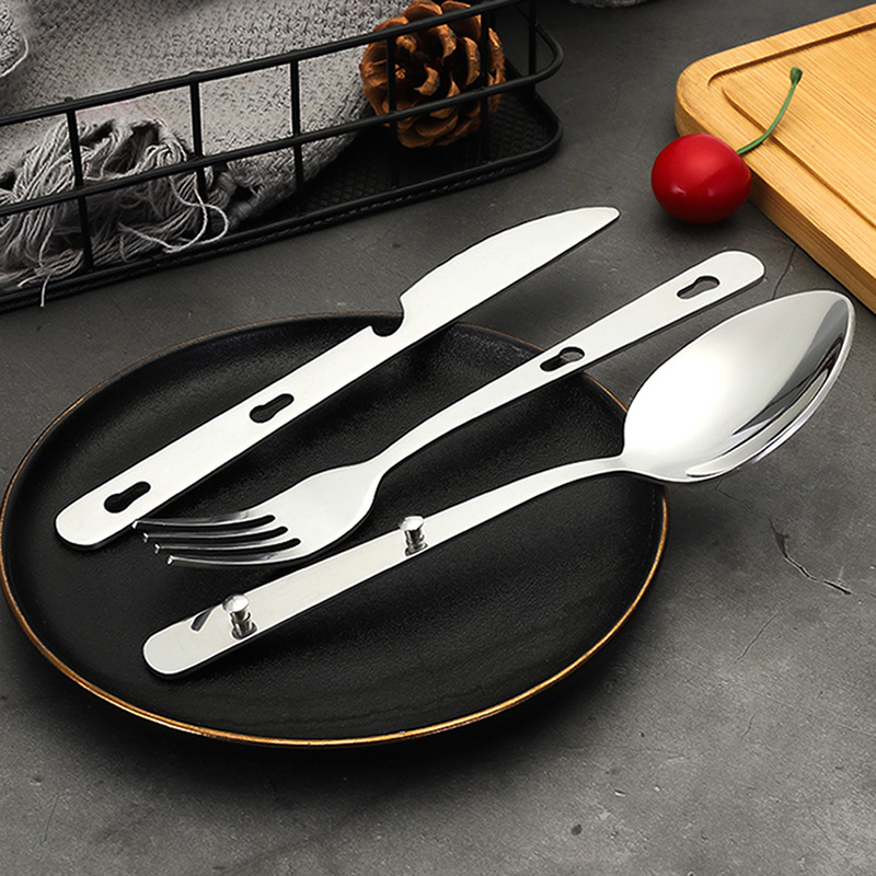 3 pçs/set portátil de aço inox - Camping Cooking And Dining Set avaliação e preço